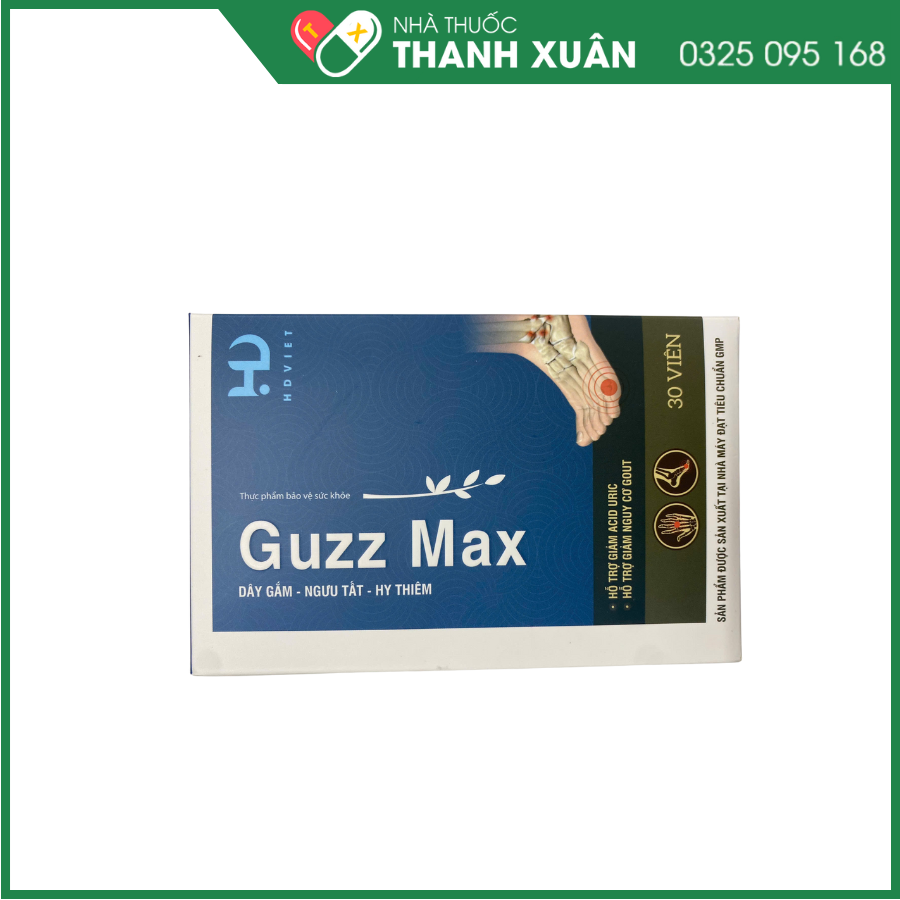 Guzz Max hỗ trợ giảm acid uric, hỗ trợ giảm nguy cơ Gout